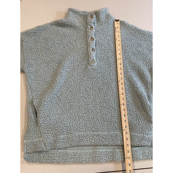 Aerie Jacket Women Medium Light Green Pull Over Button Fleece Pockets Loungewear - Picture 5 of 7